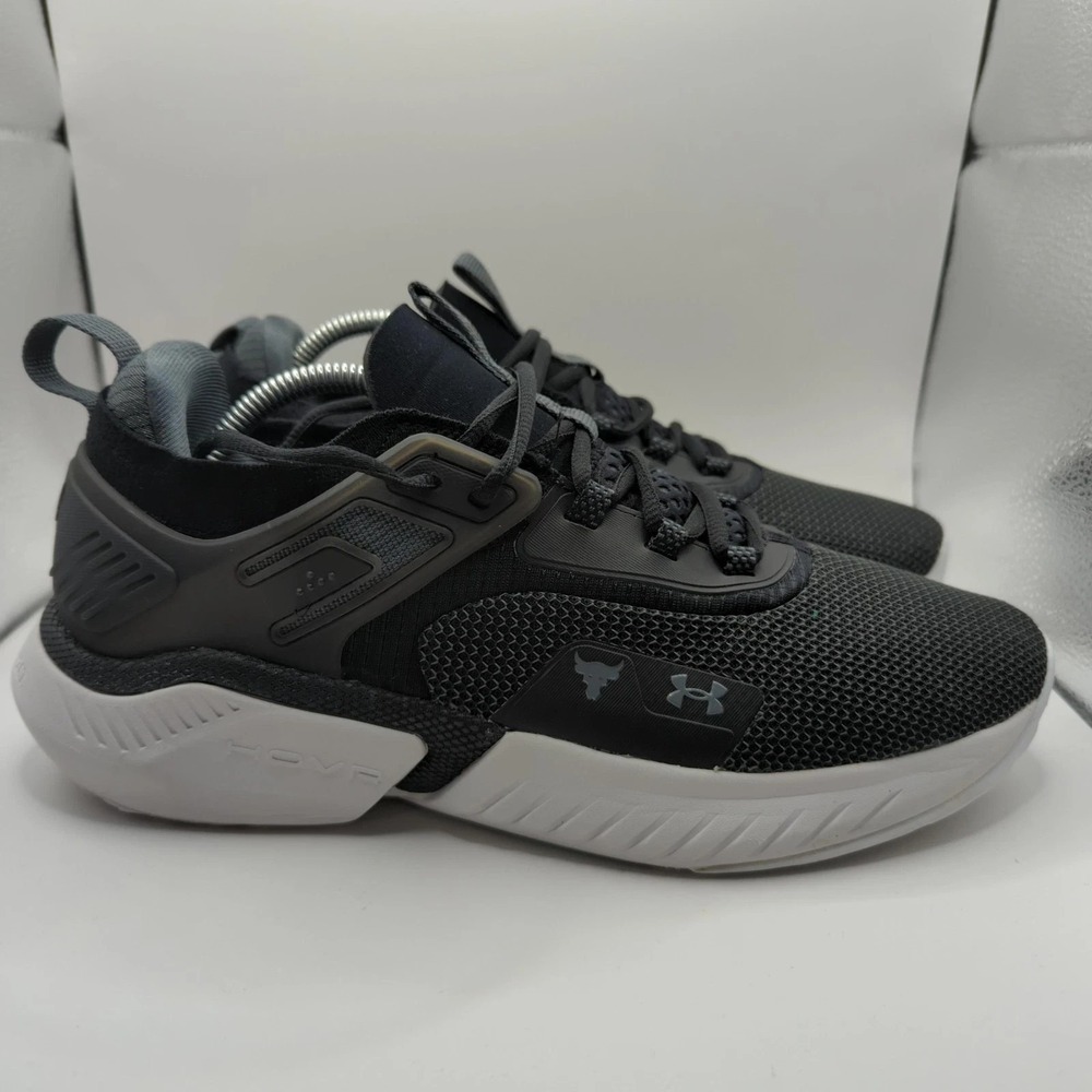 Under Armour Project Rock Shoes Mens Size 10.5 Black Gray HOVR TriBase Training